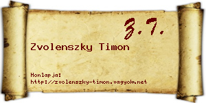 Zvolenszky Timon névjegykártya
